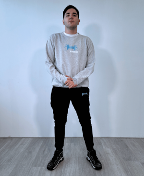 Sudadera sin capucha de color gris.