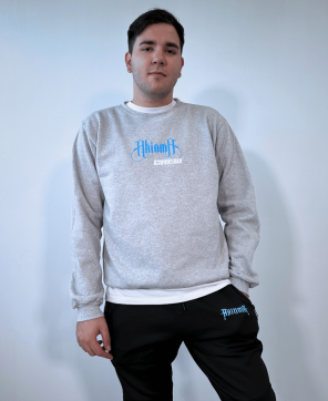 Sudadera sin capucha de color gris.